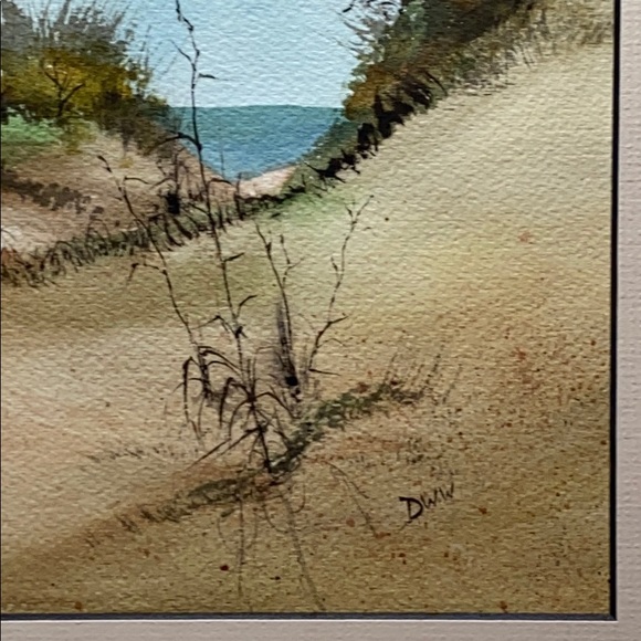 ORIGINAL Signed WATERCOLOR SAND DUNE BEACH - Picture 6 of 16